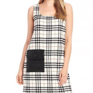 NWT Karen Kane Cream and Black Plaid Shift Dress | L